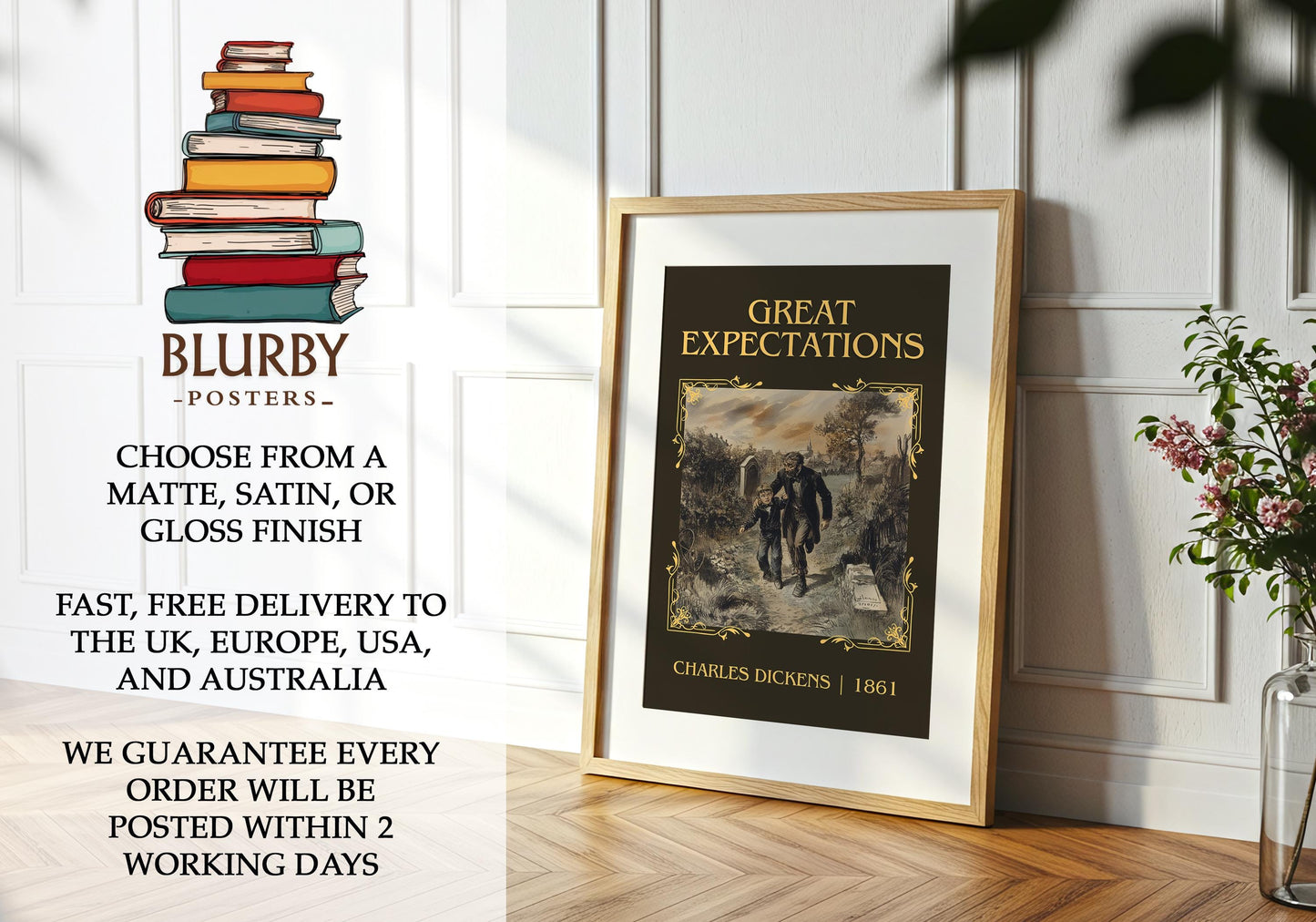Great Expectations book poster packaging – museum-quality print rolled in protective tube