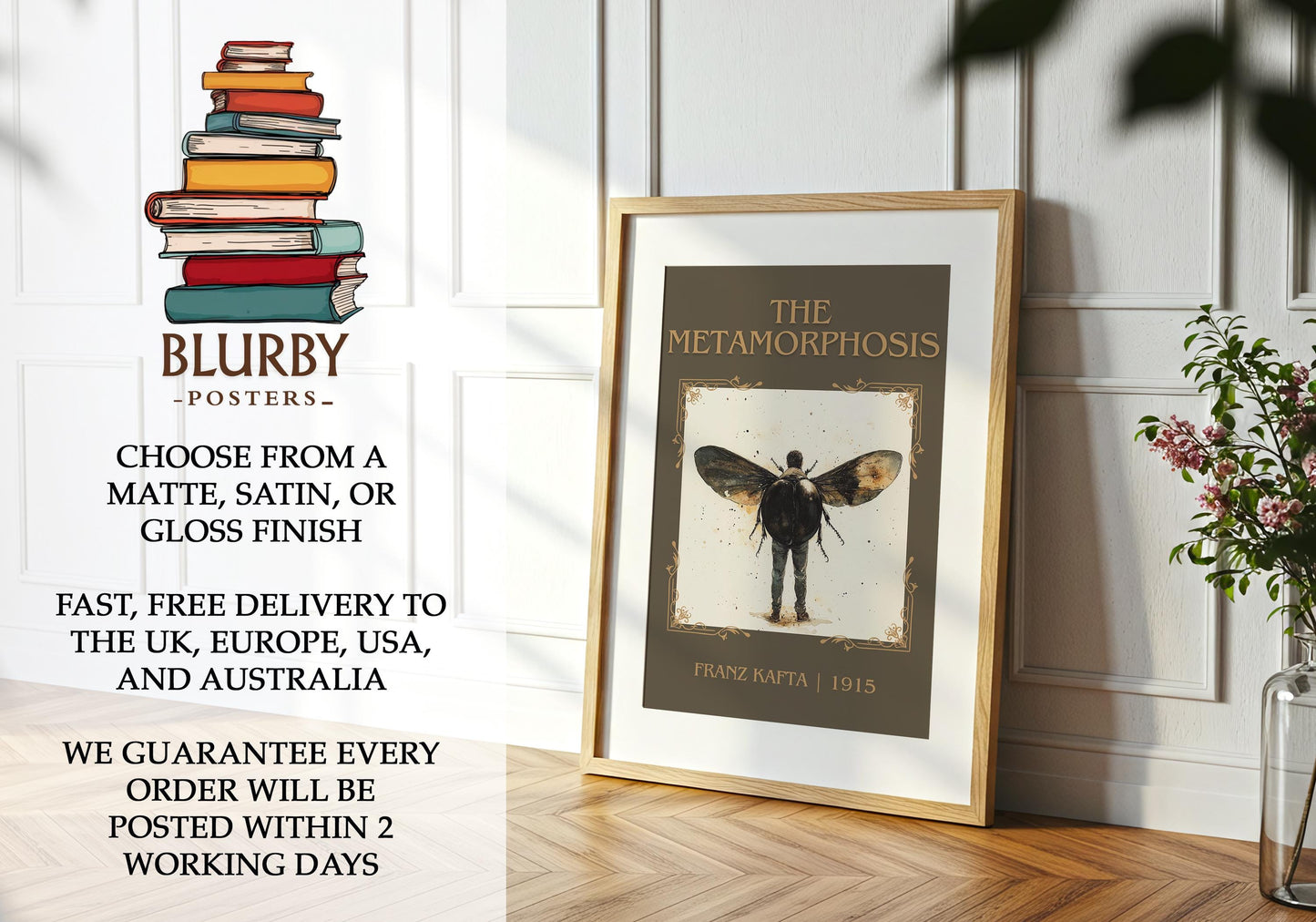Metamorphosis book poster packaging – museum-quality print rolled in protective tube