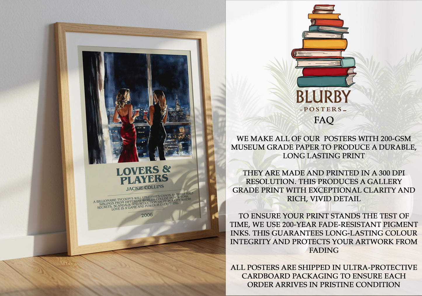 Lovers and Players by Jackie Collins | Descriptive Modern Book Art | Poster