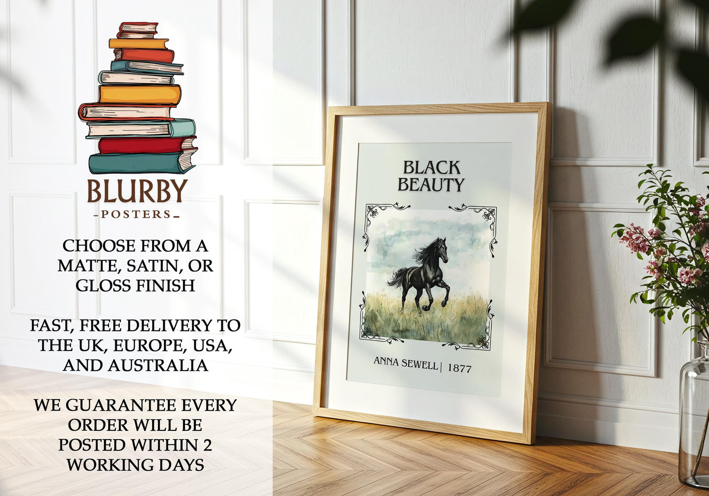Black Beauty book poster packaging – museum-quality print rolled in protective tube