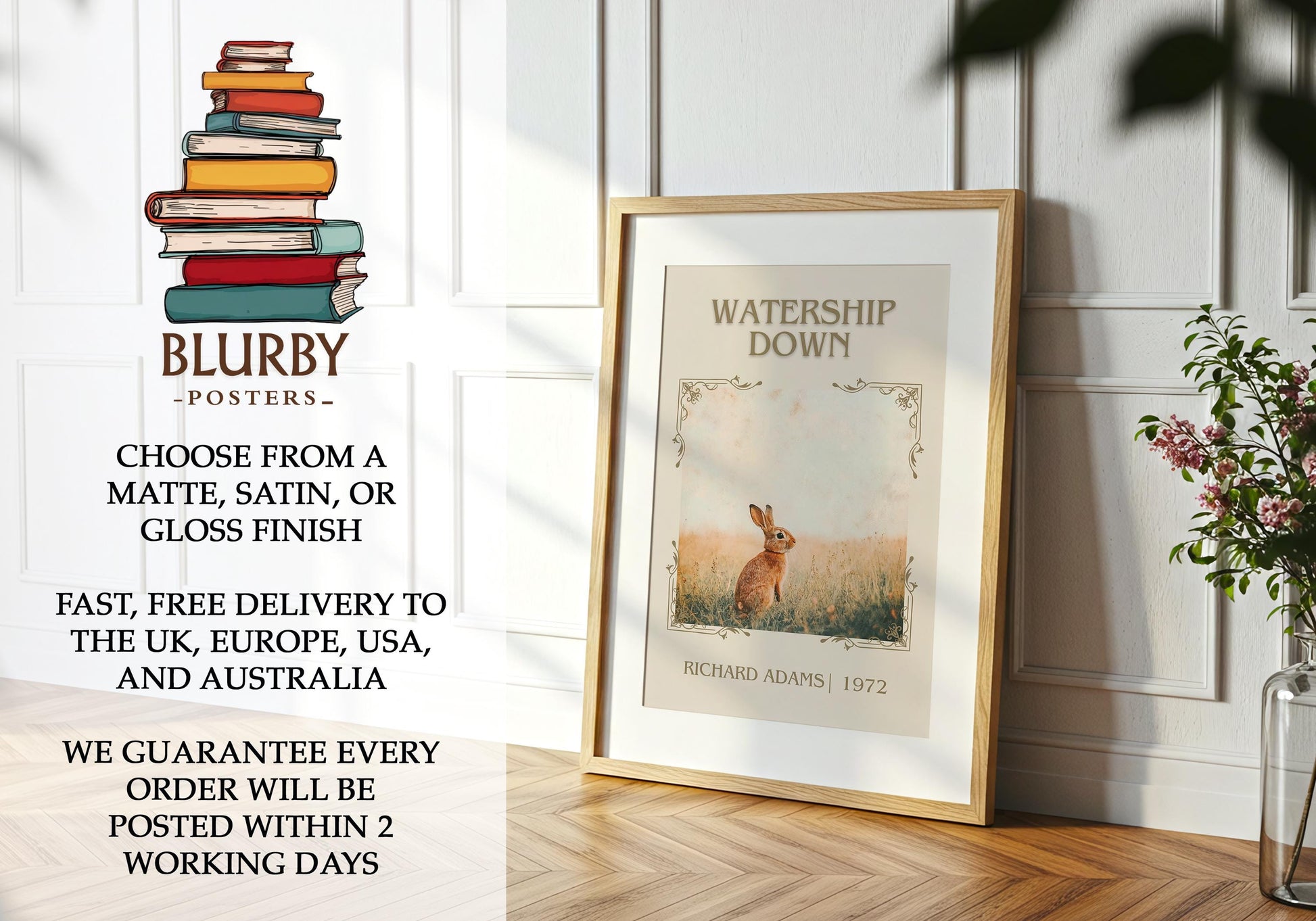 Watership Down by Richard Adams | Descriptive Book Poster | Minimalist