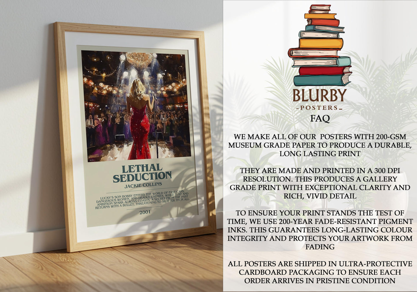 Lethal Seduction by Jackie Collins | Descriptive Modern Book Art | Poster