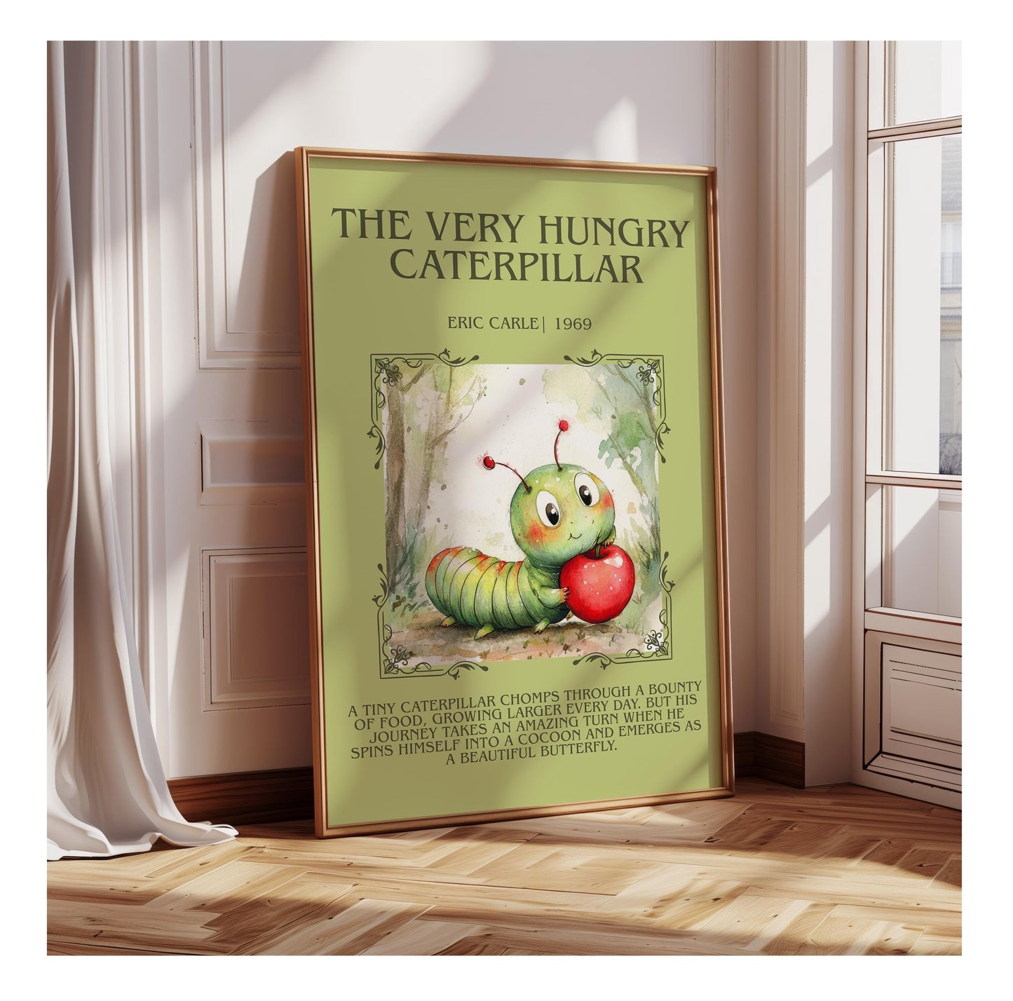 The Very Hungry Caterpillar by Eric Carle | Descriptive Book Poster | Blurby