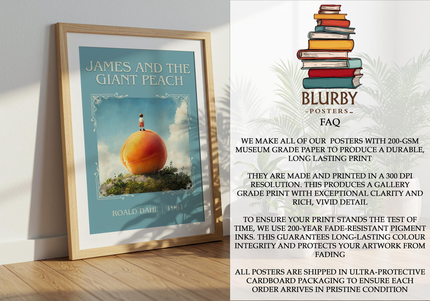 James And The Giant Peach by Roald Dahl | Descriptive Book Poster | Minimalist