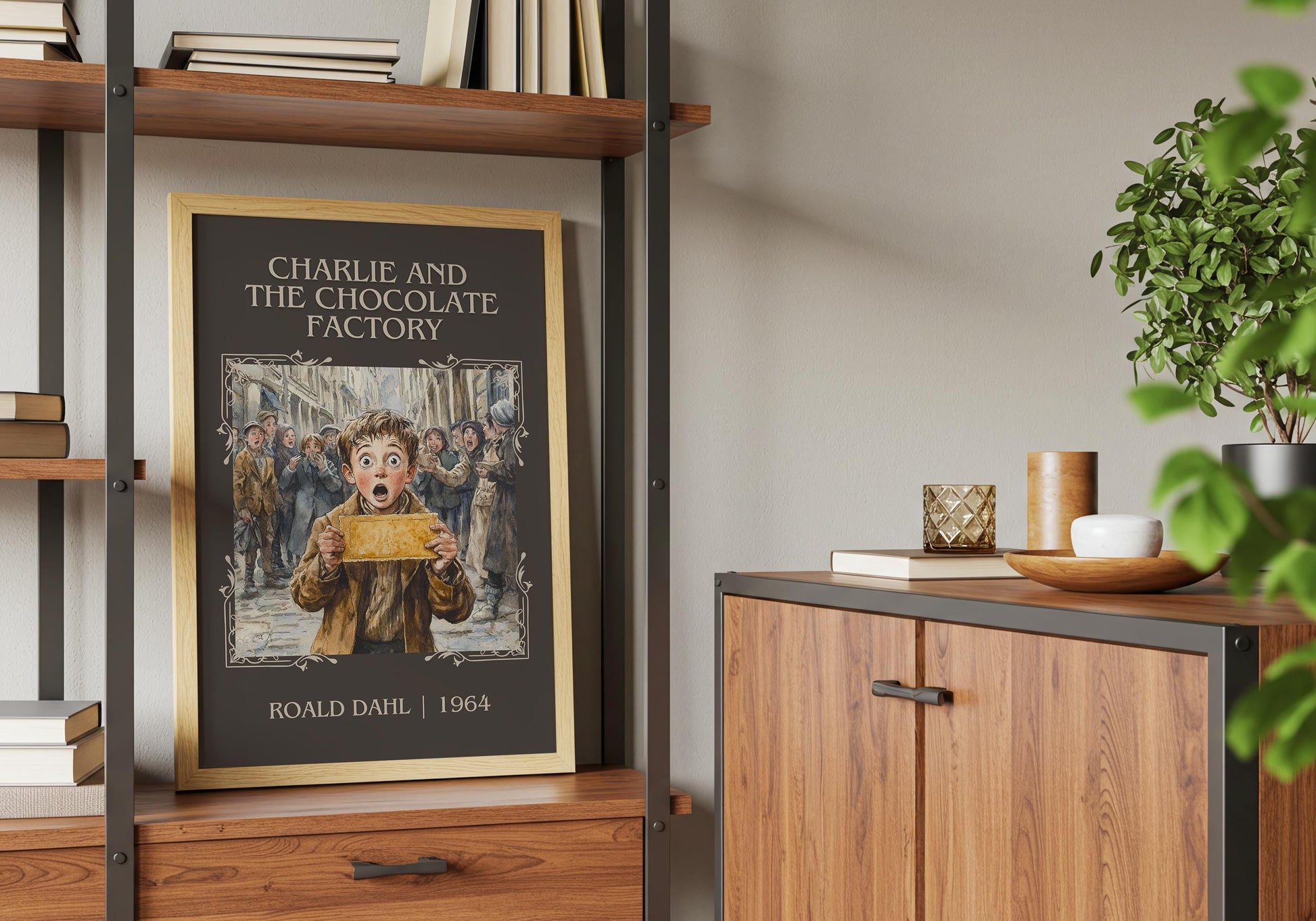 Charlie and The Chocolate Factory by Roald Dahl | Descriptive Book Poster | Minimalist