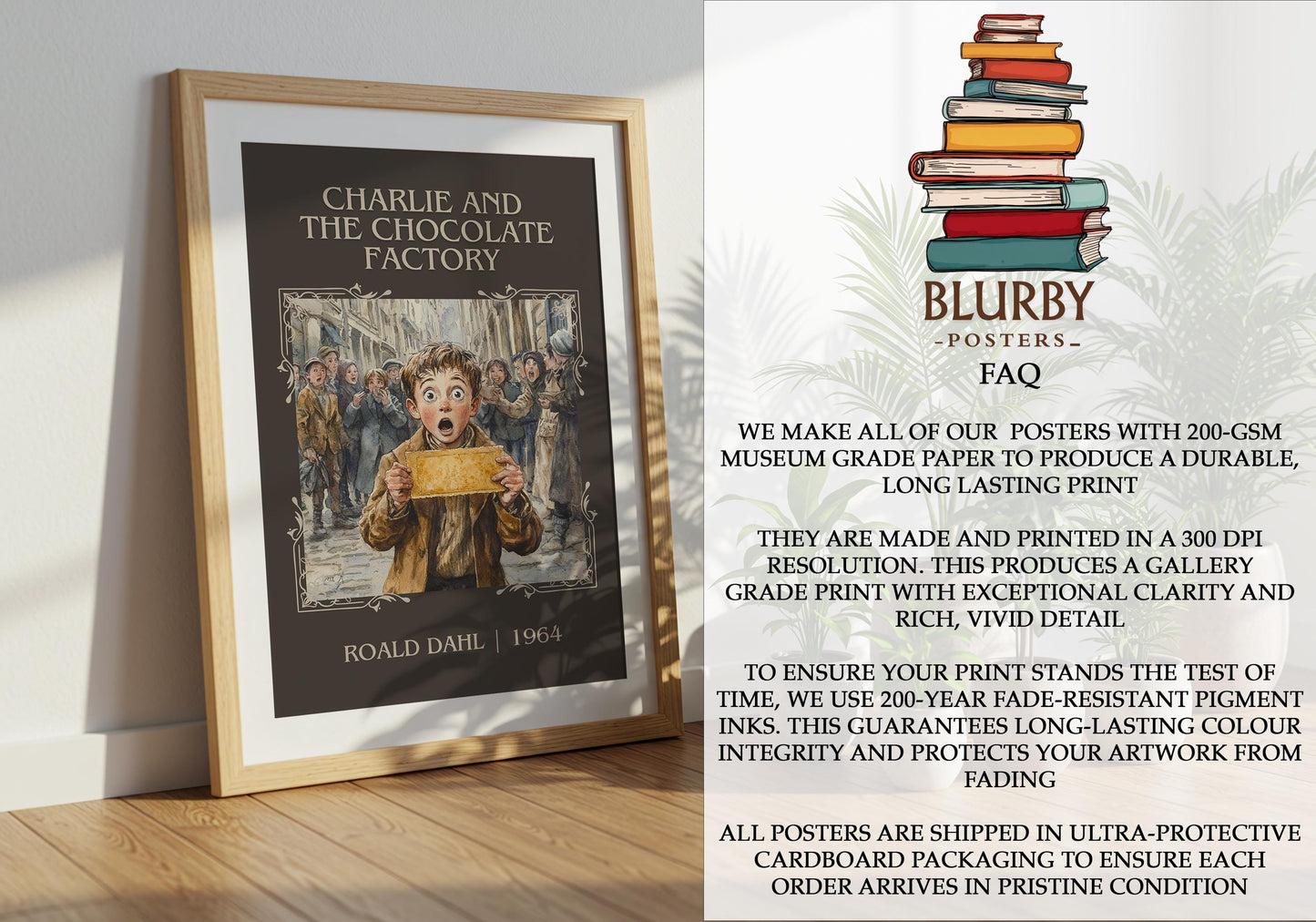 Charlie and The Chocolate Factory by Roald Dahl | Descriptive Book Poster | Minimalist