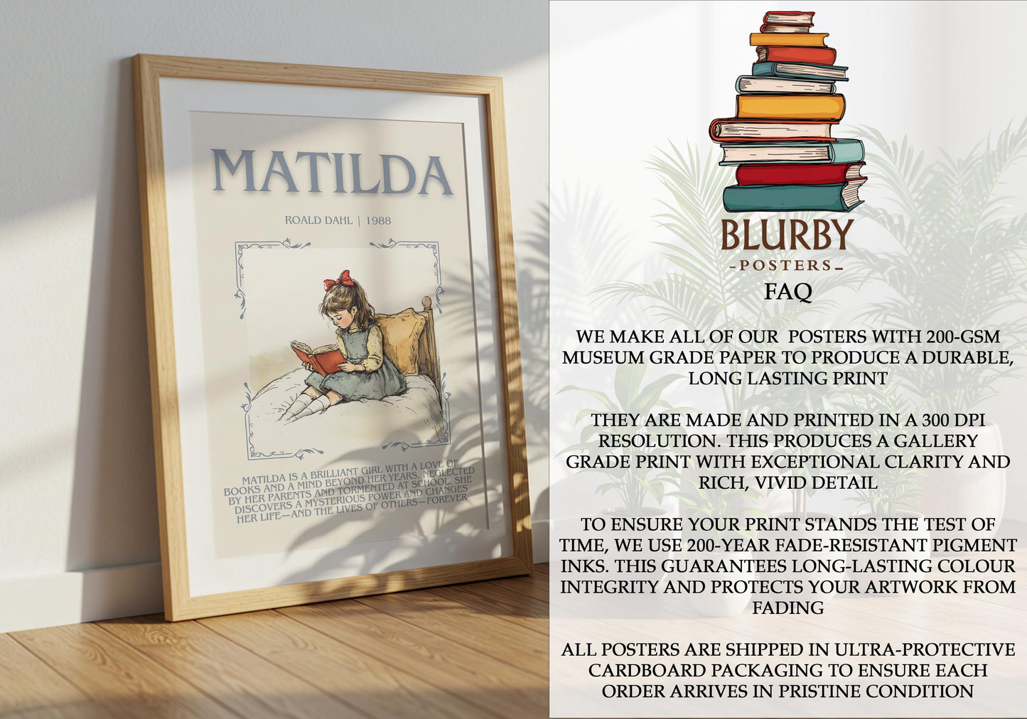 Matilda by Roald Dahl | Descriptive Book Poster | Blurby