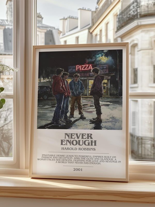 Never Enough bookish print framed by window – literary home decor