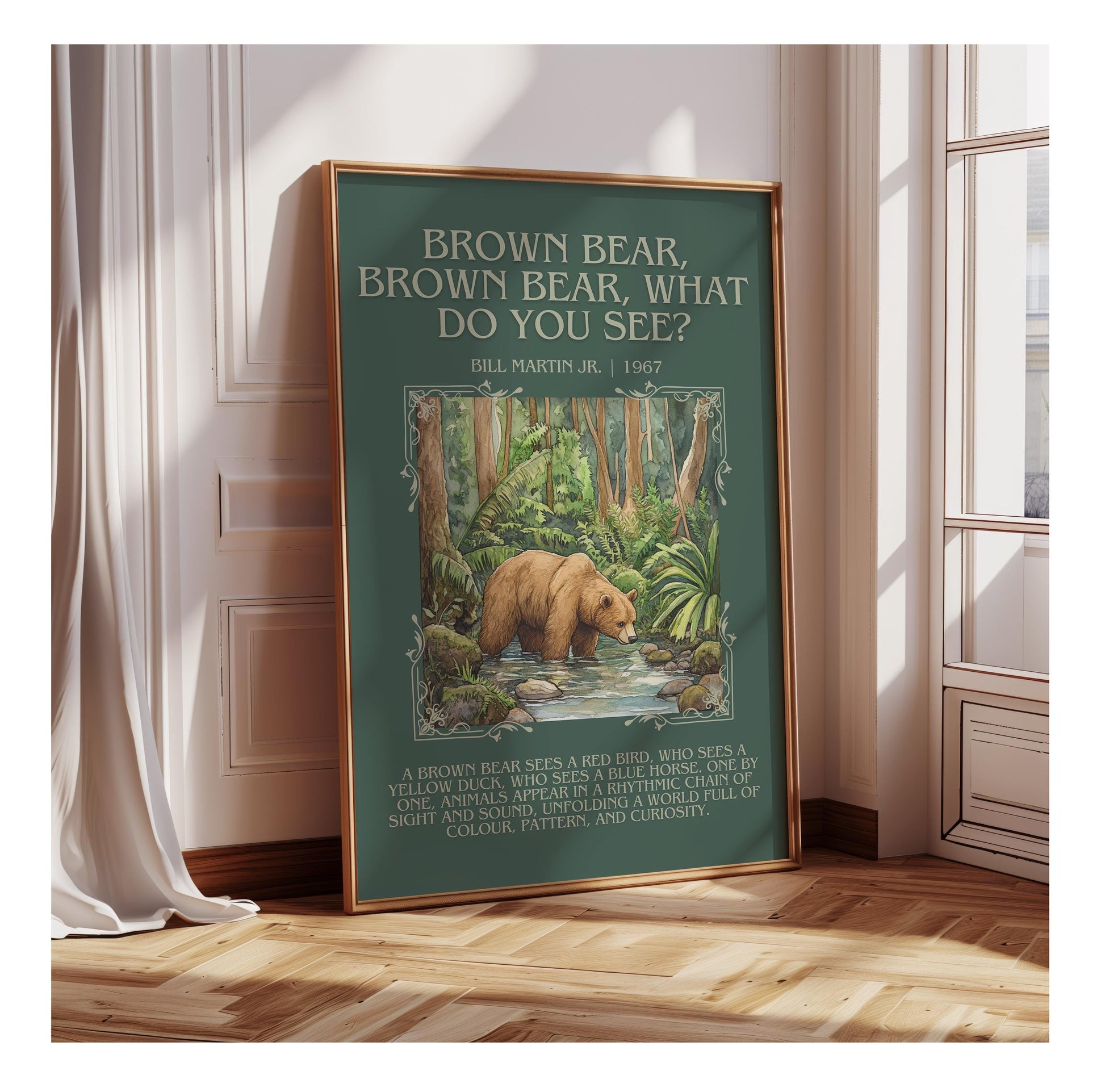 Brown Bear, Brown Bear, What Do You See? By Bill Martin Jr | Descriptive Book Poster | Blurby