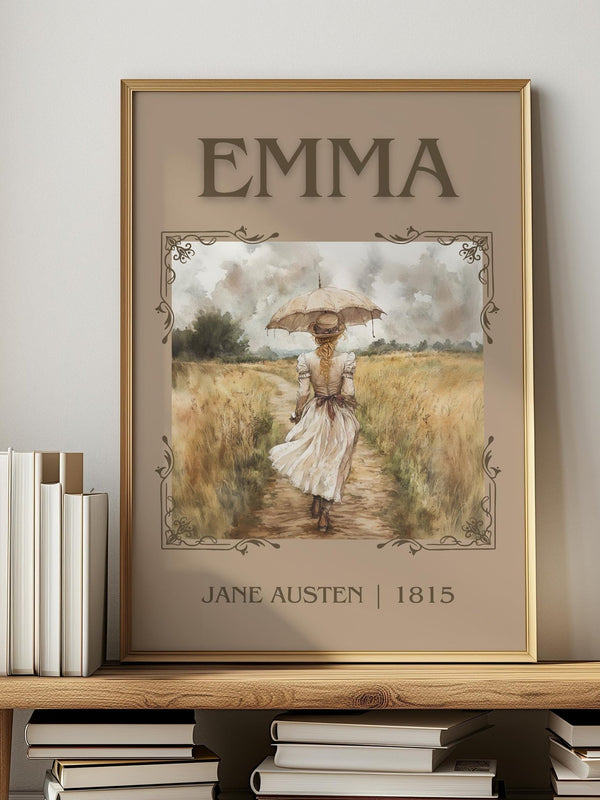Emma classic book art print in frame leaning in hallway – classic literature wall art