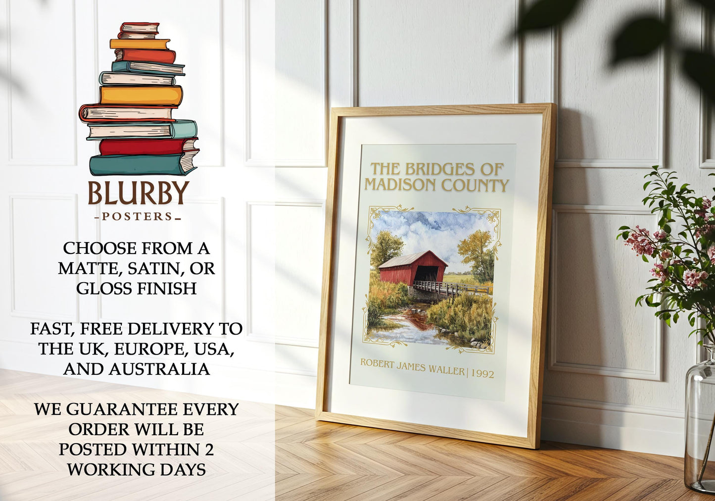 The Bridges of Madison County book poster packaging – museum-quality print rolled in protective tube