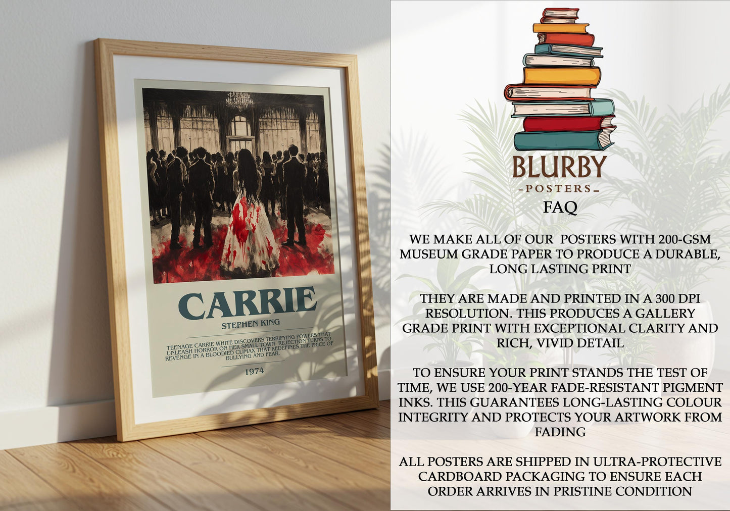 Carrie by Stephen King | Descriptive Modern Book Art | Poster