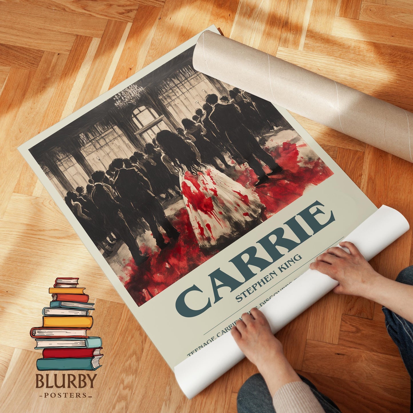 Carrie book poster packaging – museum-quality print rolled in protective tube