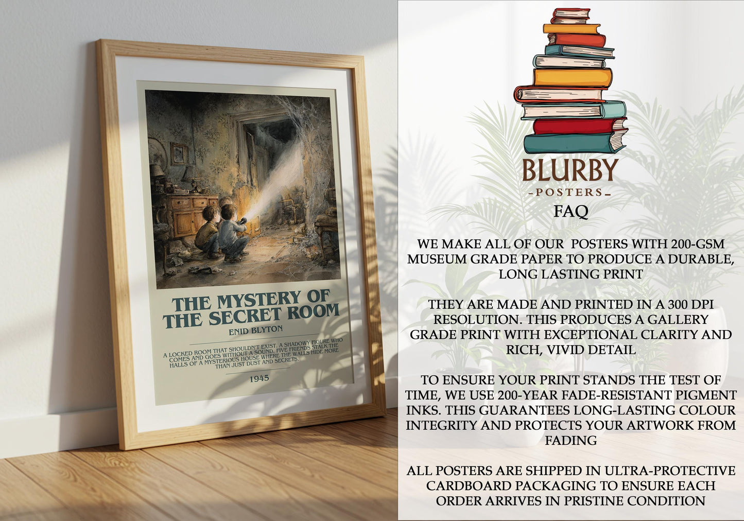 The Mystery Of The Secret Room by Enid Blyton | Descriptive Modern Book Art | Poster
