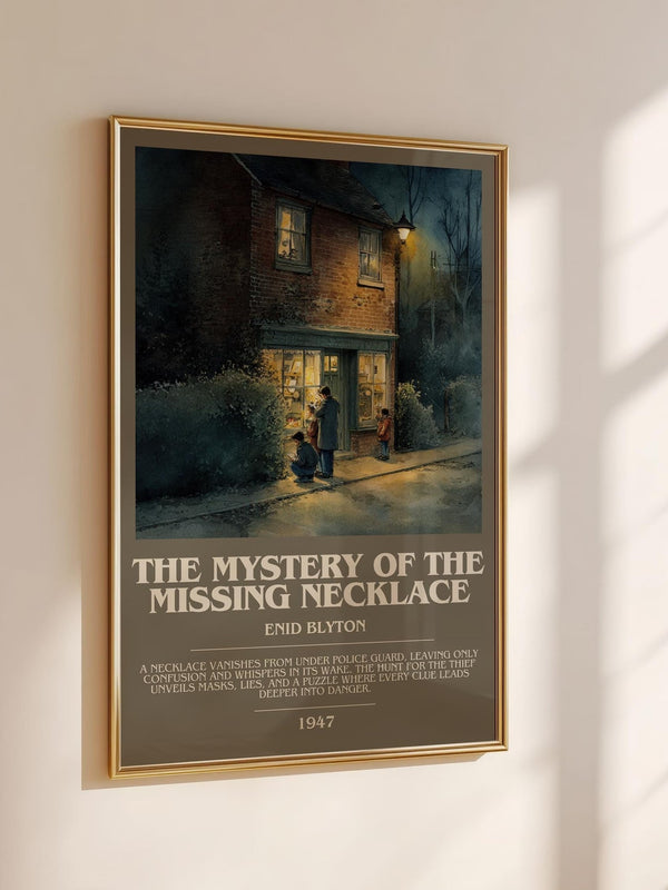 The Mystery Of The Missing Necklace bookish book poster framed on wall – childrens wall art