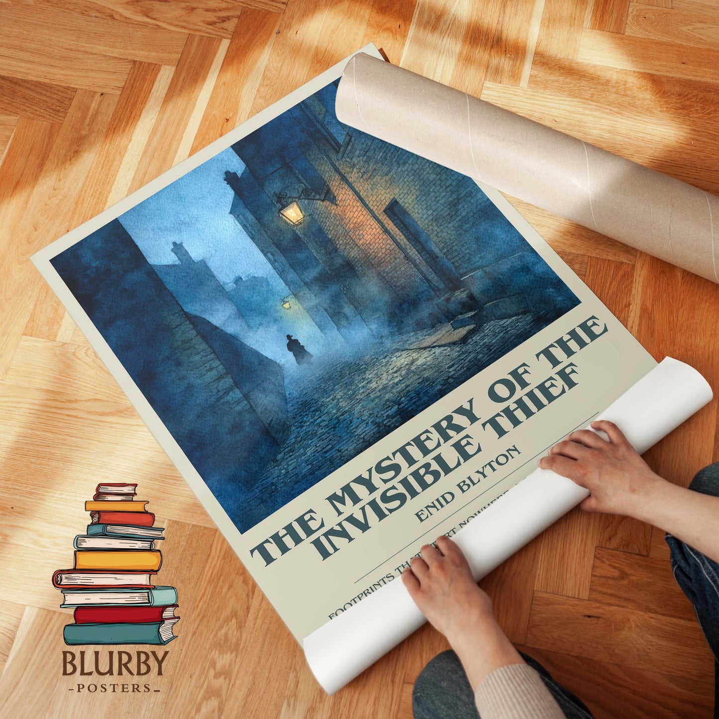 The Mystery of the Invisible Thief book poster packaging – museum-quality print rolled in protective tube