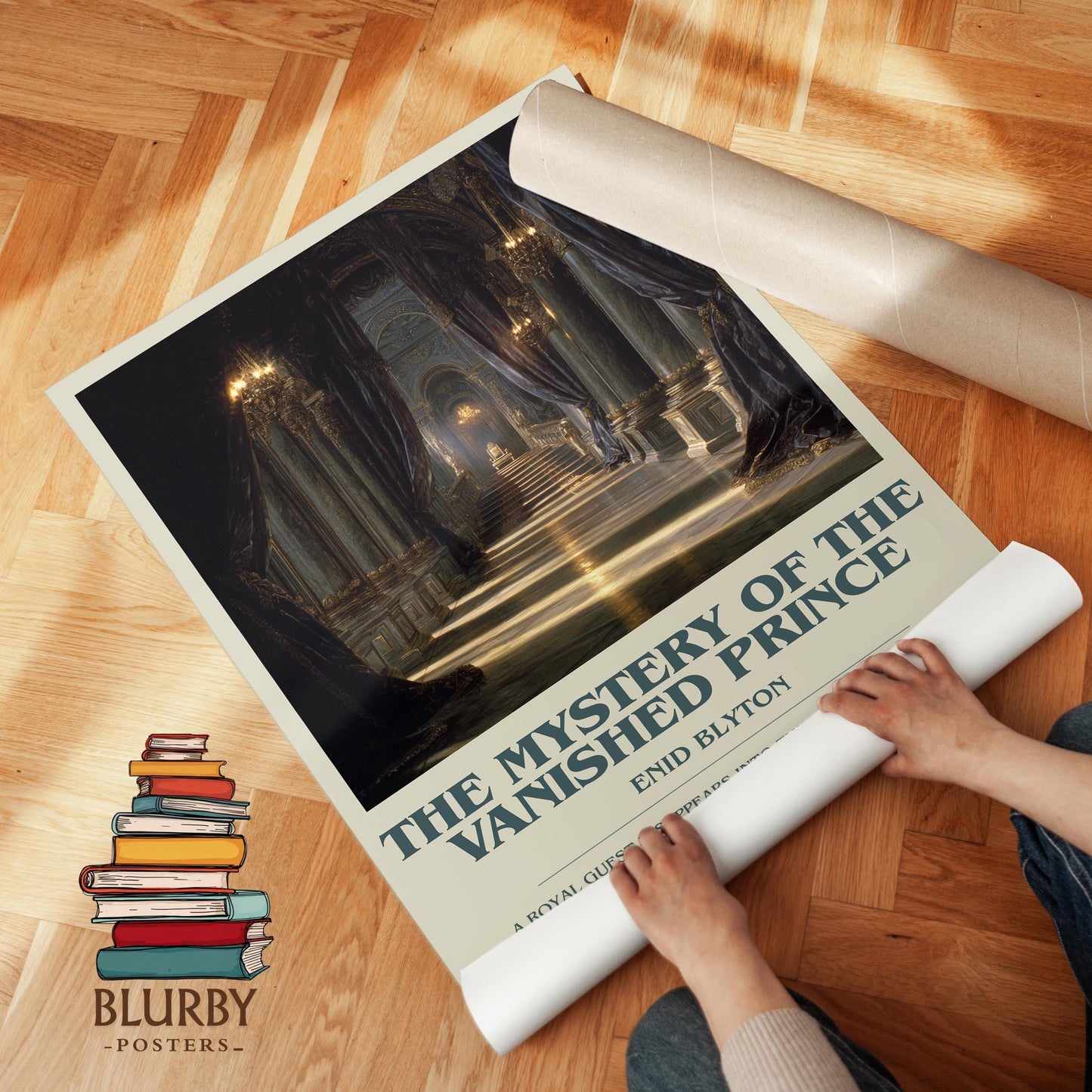 The Mystery of the Vanished Prince book poster packaging – museum-quality print rolled in protective tube