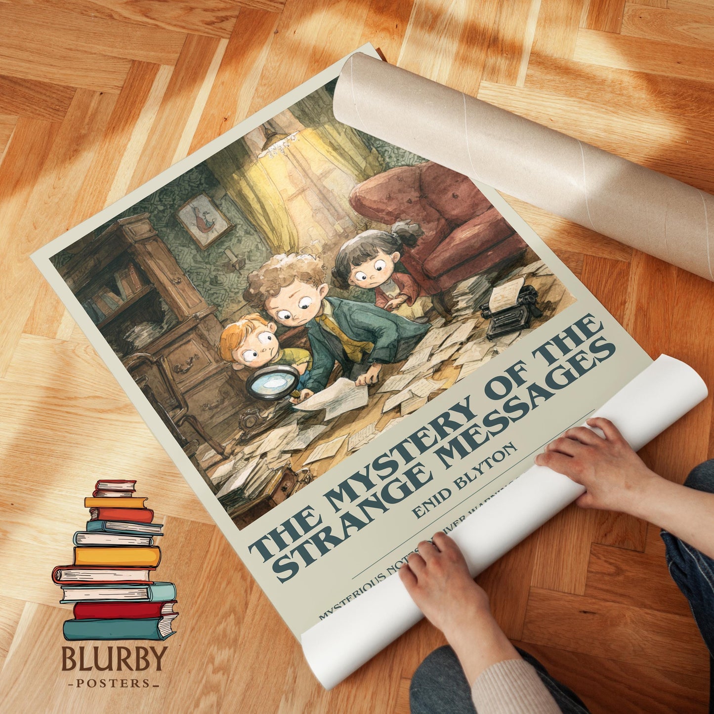 The Mystery of the Strange Messages book poster packaging – museum-quality print rolled in protective tube