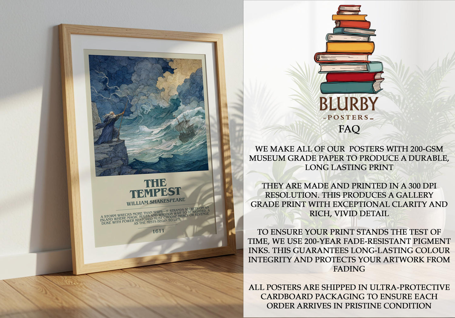 The Tempest by William Shakespeare | Descriptive Modern Book Art | Poster
