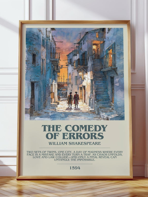 The Comedy of Errors bookish print in frame leaning in hallway – classic literature wall art