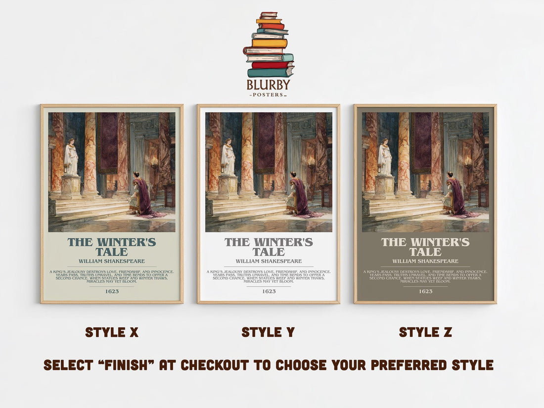 The Winter's Tale bookish poster colour and style options – William Shakespeare book art (mockup)
