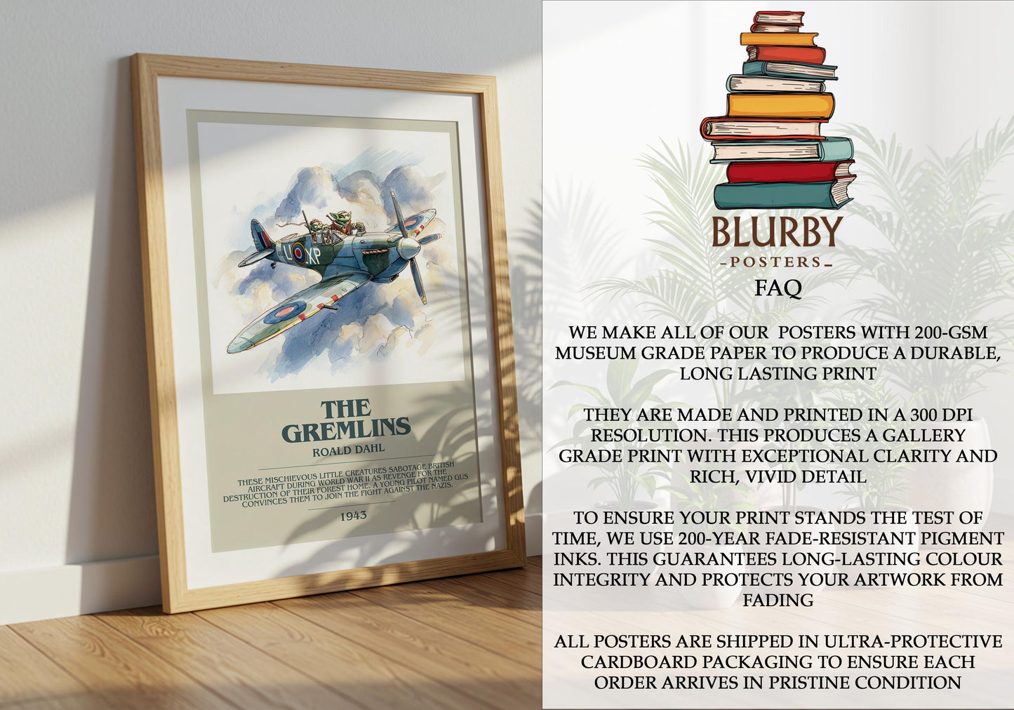 The Gremlins by Roald Dahl | Descriptive Modern Book Art | Poster