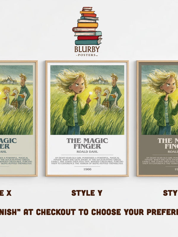 The Magic Finger bookish poster colour and style options – Roald Dahl book art