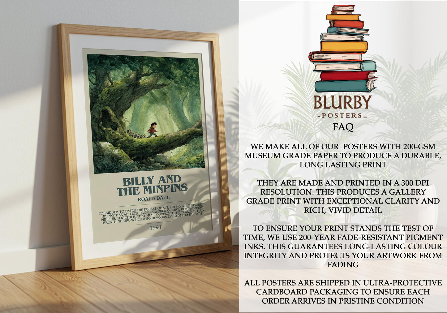 Billy and the Minpins by Roald Dahl | Descriptive Modern Book Art | Poster