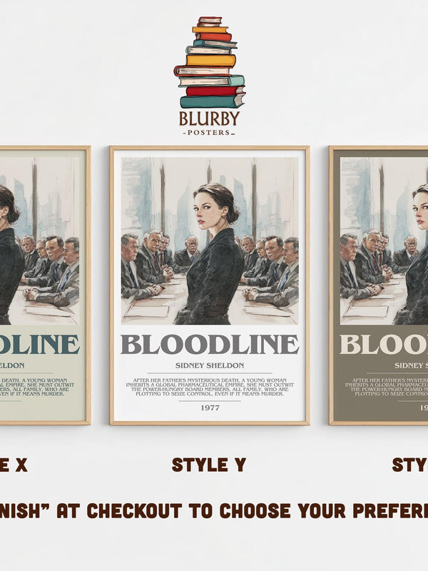 Bloodline bookish poster colour and style options – Sidney Sheldon book art