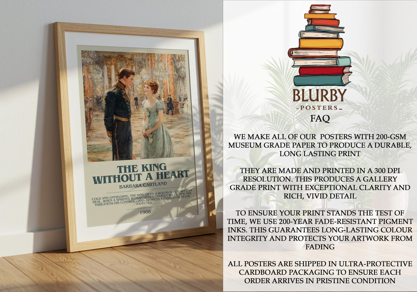 The King Without A Heart by Barbara Cartland | Descriptive Modern Book Art | Poster