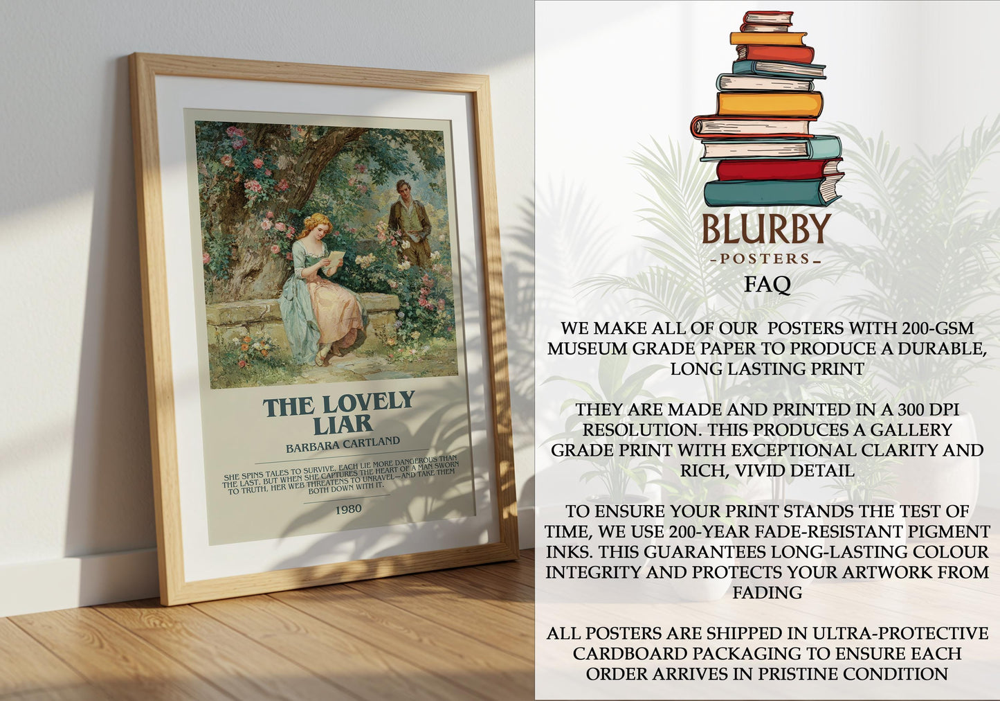 The Lovely Liar by Barbara Cartland | Descriptive Modern Book Art | Poster
