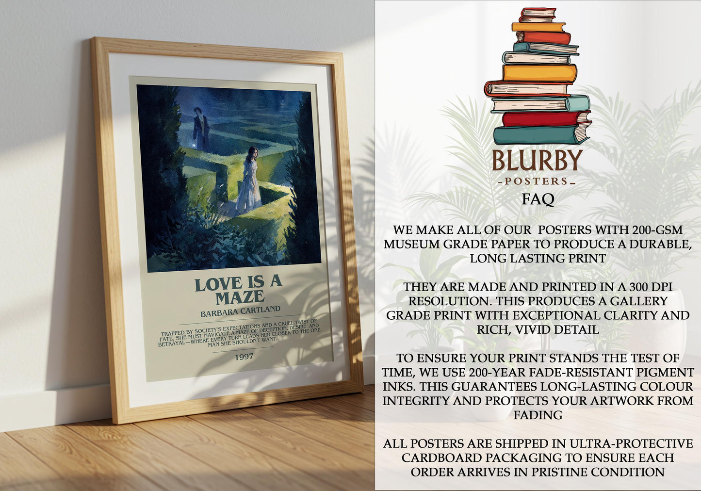 Love Is A Maze by Barbara Cartland | Descriptive Modern Book Art | Poster