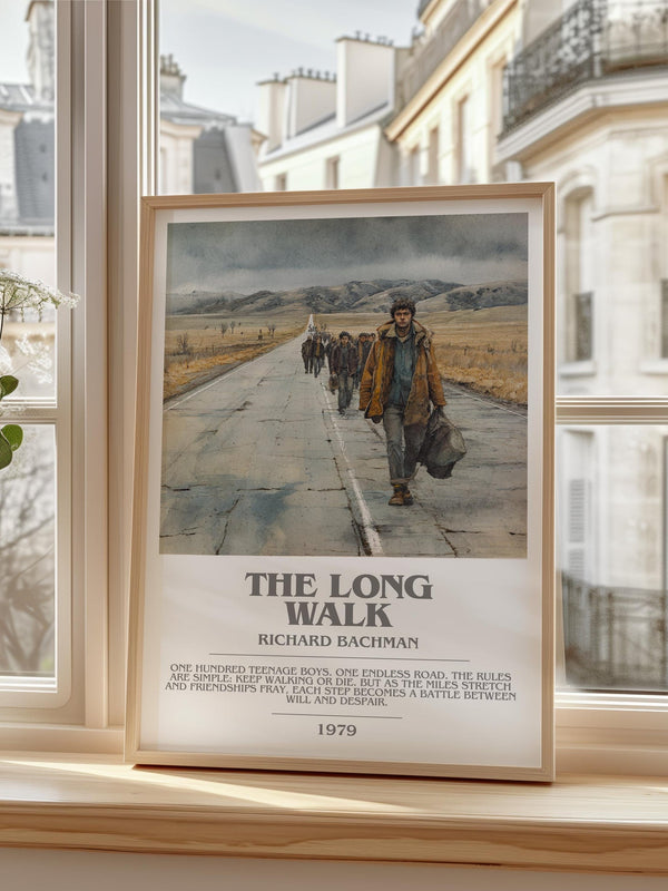 The Long Walk bookish print framed by window – literary home decor