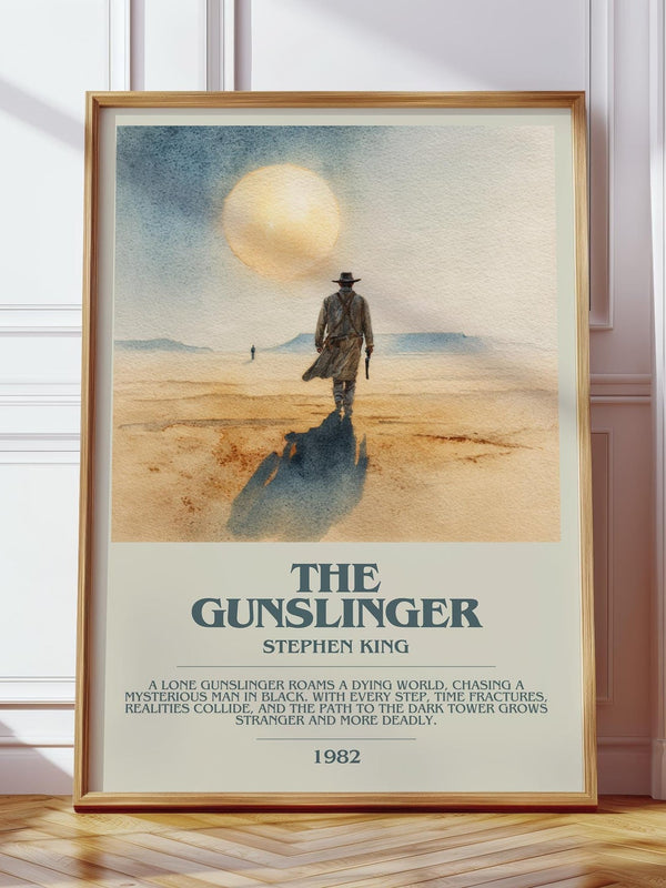 The Gunslinger bookish print in frame leaning in hallway – fantasy wall art