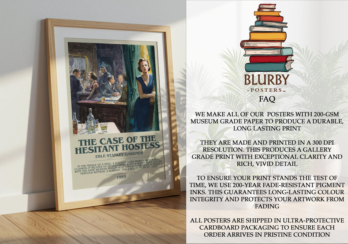 The Case of the Hesitant Hostess by Erle Stanley Gardner | Descriptive Modern Book Art | Poster