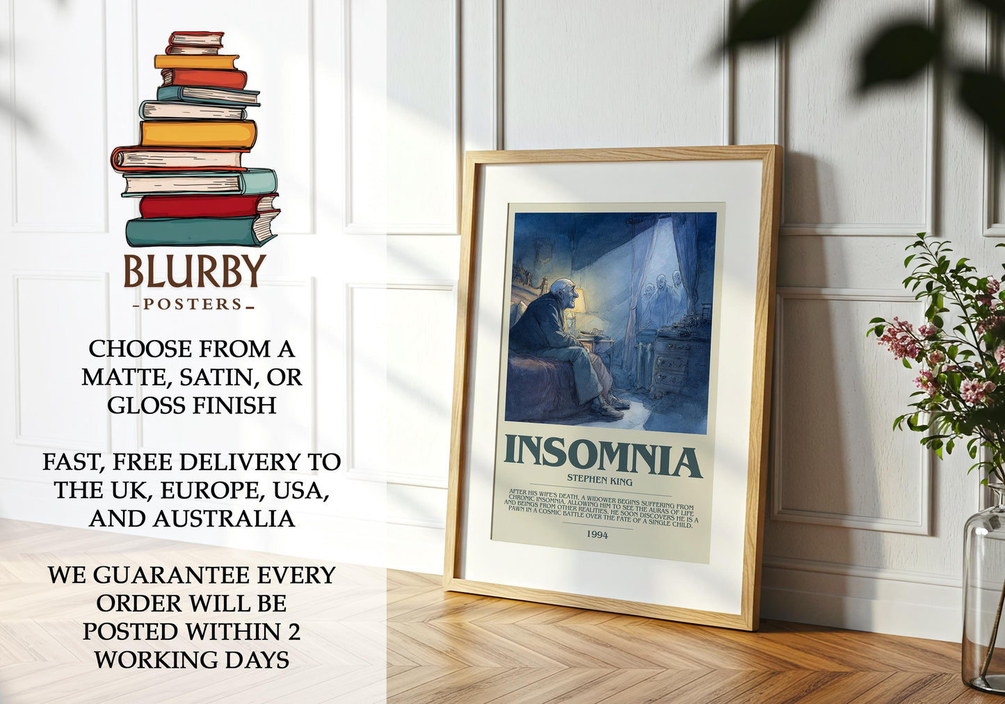 Insomnia book poster packaging – museum-quality print rolled in protective tube