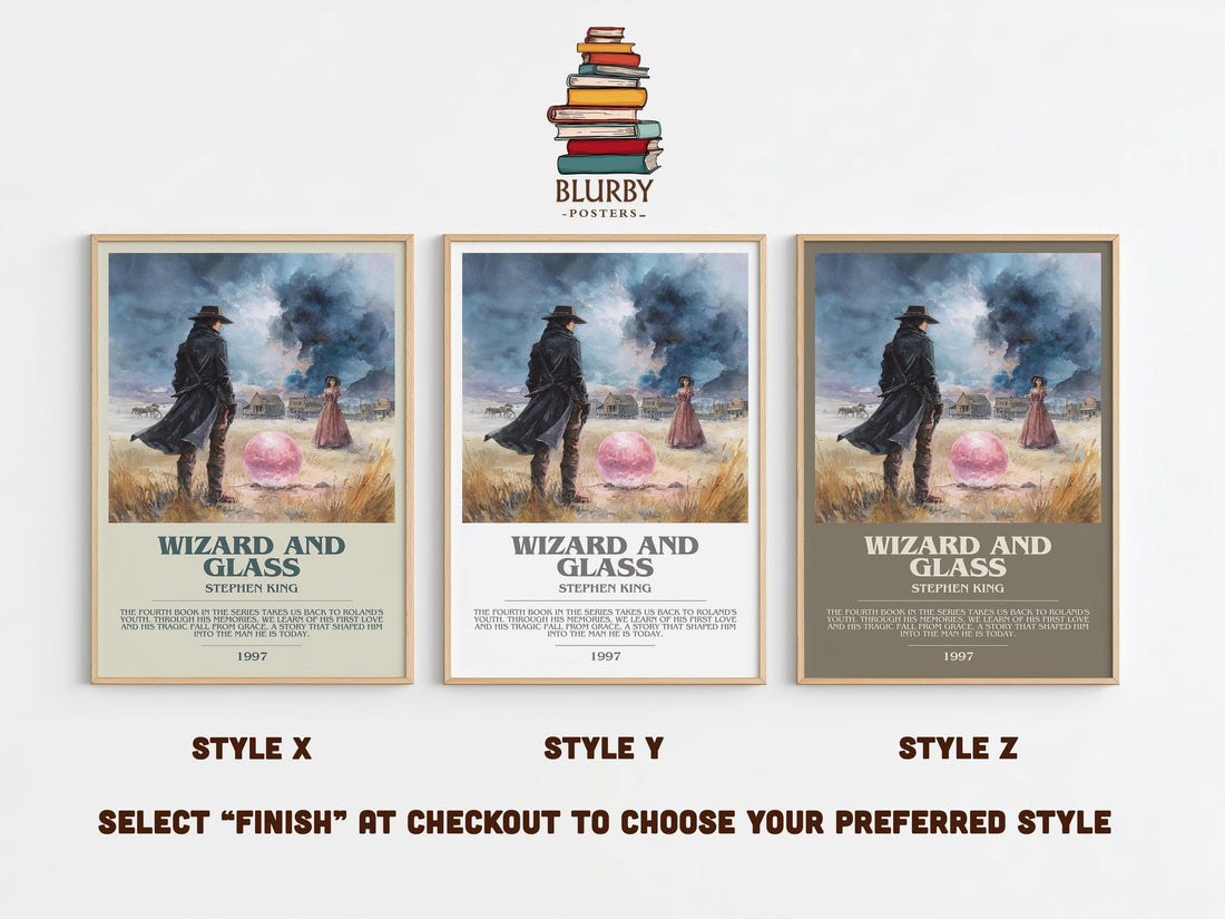 Wizard and Glass bookish poster colour and style options – Stephen King book art (mockup)