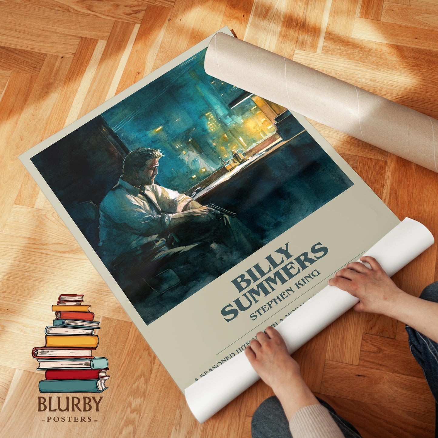 Billy Summers book poster packaging – museum-quality print rolled in protective tube