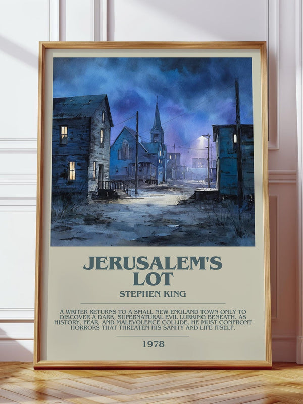 Jerusalem's Lot bookish print in frame leaning in hallway – horror wall art