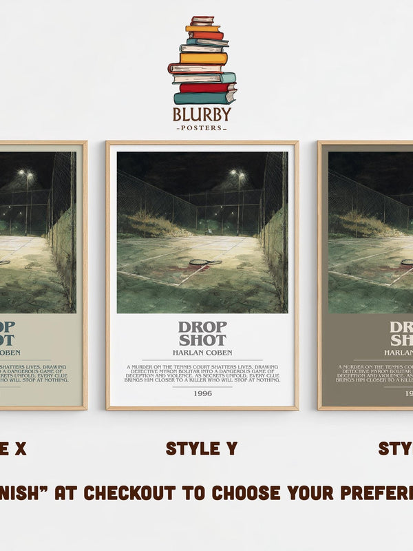 Drop Shot bookish poster colour and style options – Harlan Coben book art