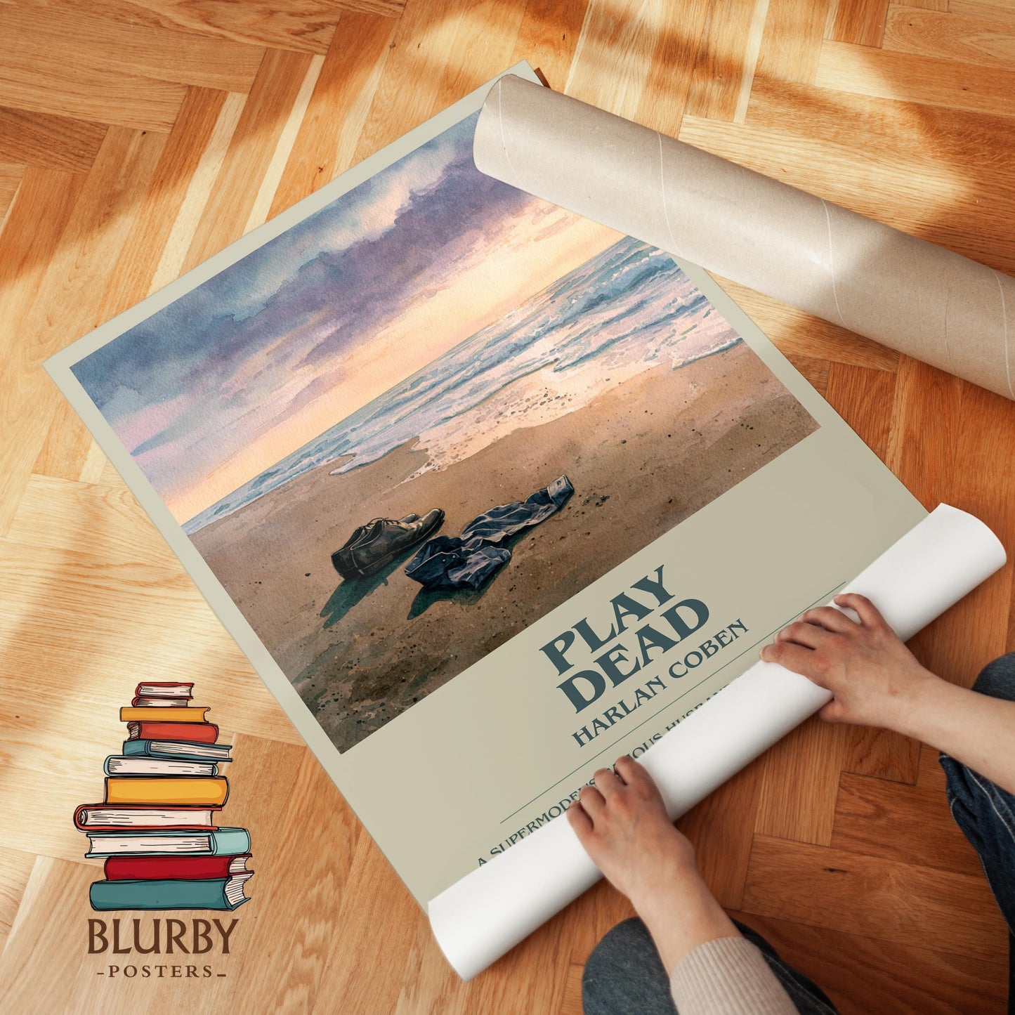 Play Dead book poster packaging – museum-quality print rolled in protective tube