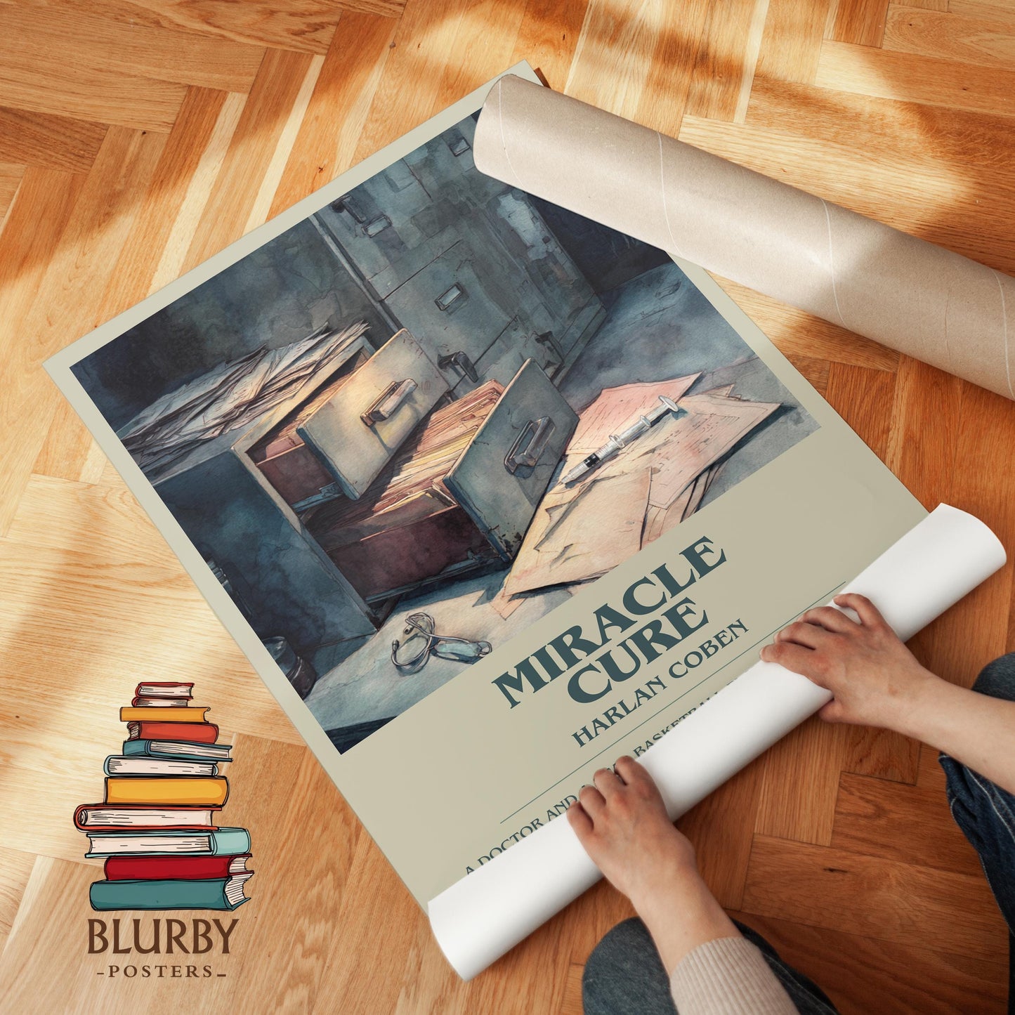 Miracle Cure book poster packaging – museum-quality print rolled in protective tube