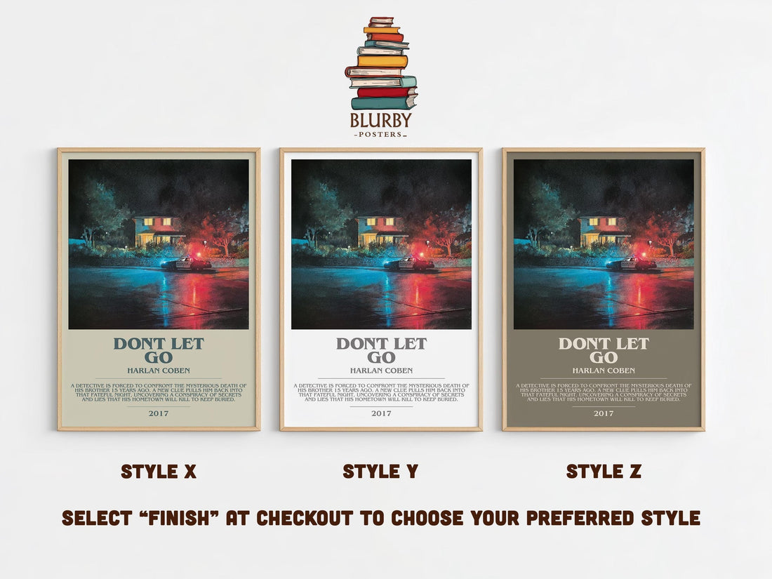 Don't Let Go bookish poster colour and style options – Harlan Coben book art (mockup)