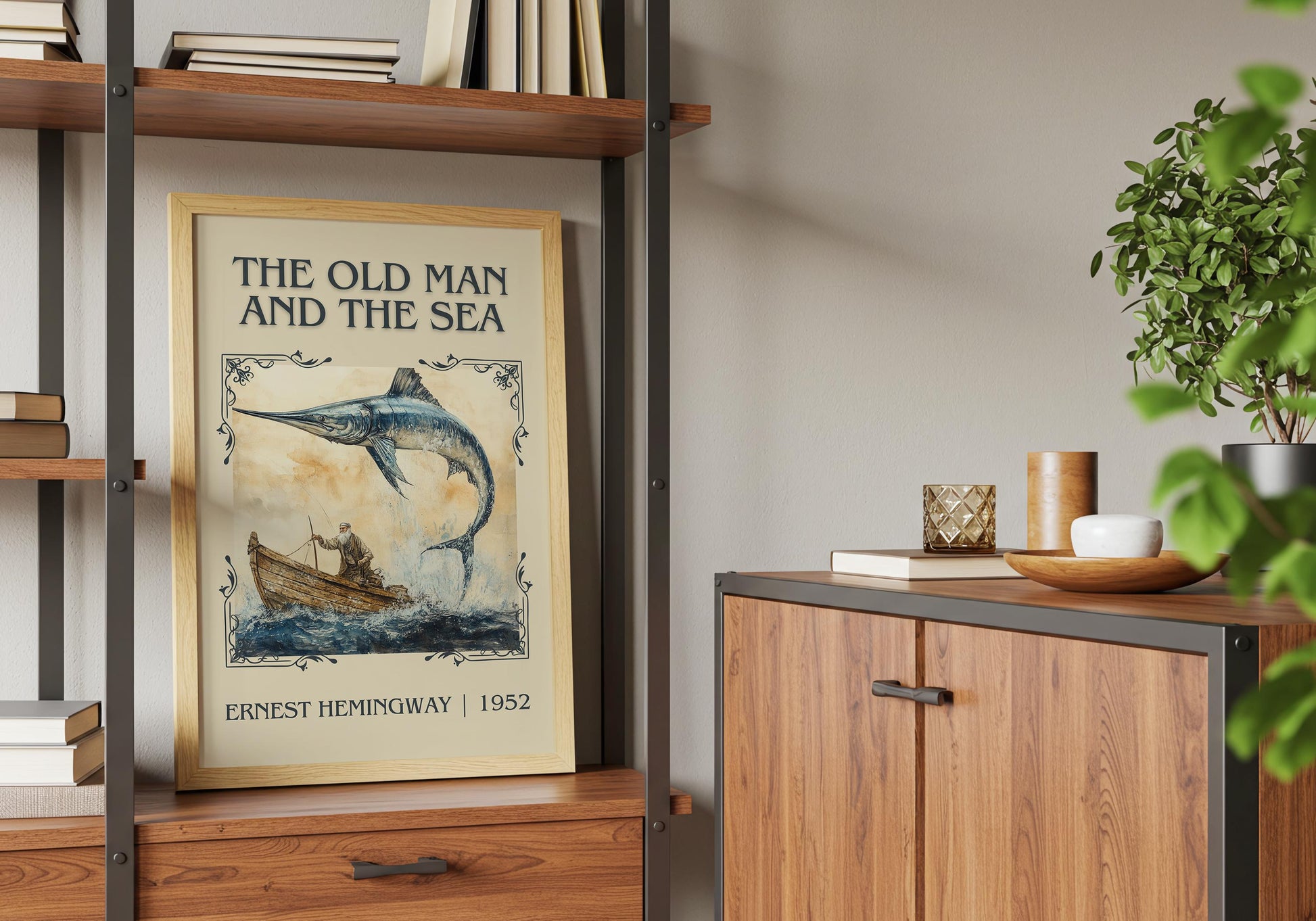 The Old Man And The Sea by Agatha Christie | Descriptive Book Poster | Minimalist