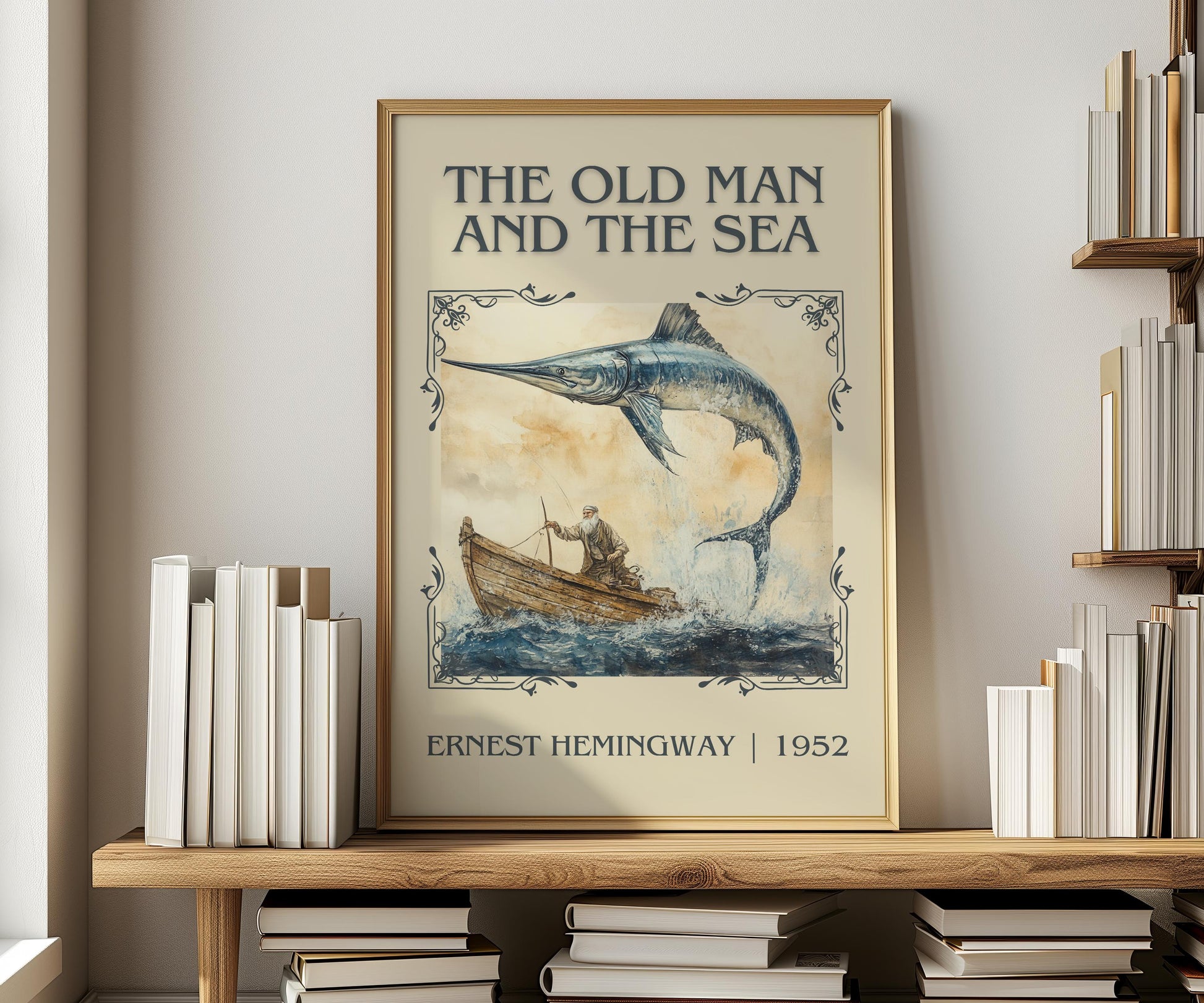 The Old Man And The Sea by Agatha Christie | Descriptive Book Poster | Minimalist