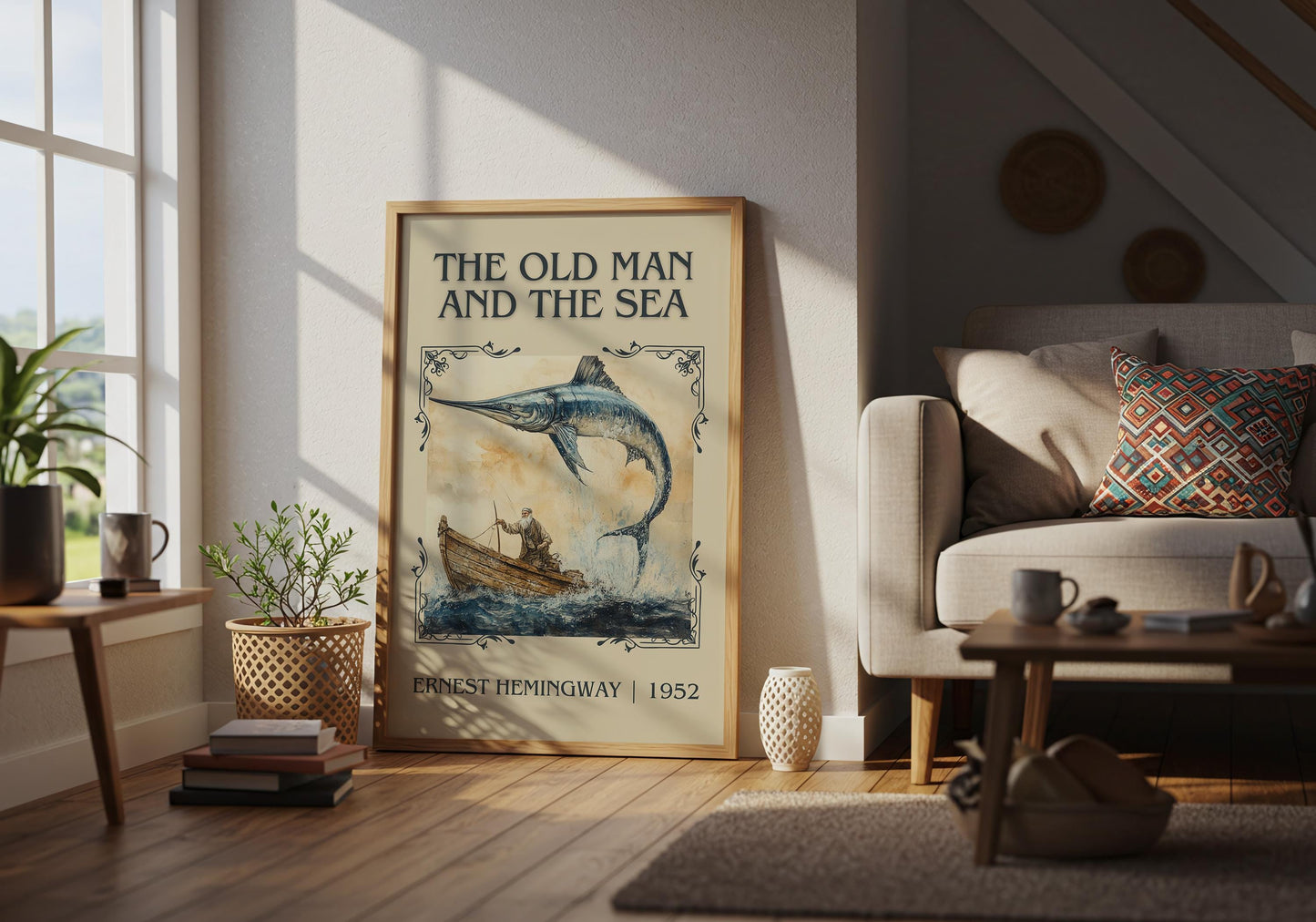 The Old Man And The Sea by Agatha Christie | Descriptive Book Poster | Minimalist