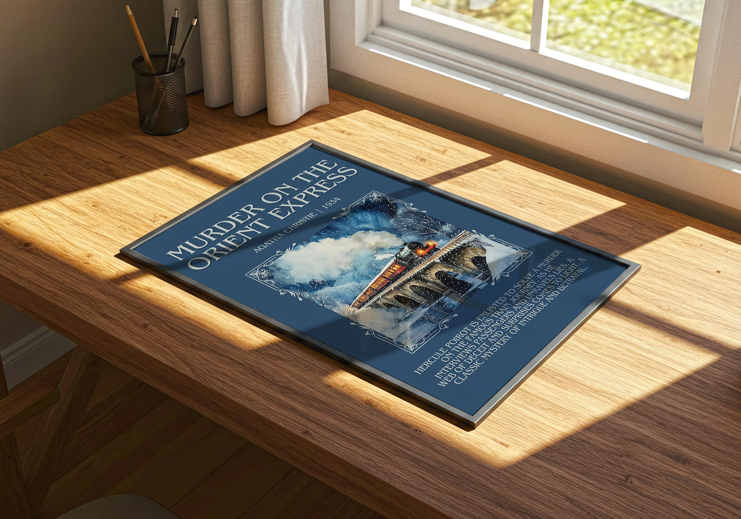 Murder On The Orient Express by Agatha Christie | Descriptive Book Poster | Blurby