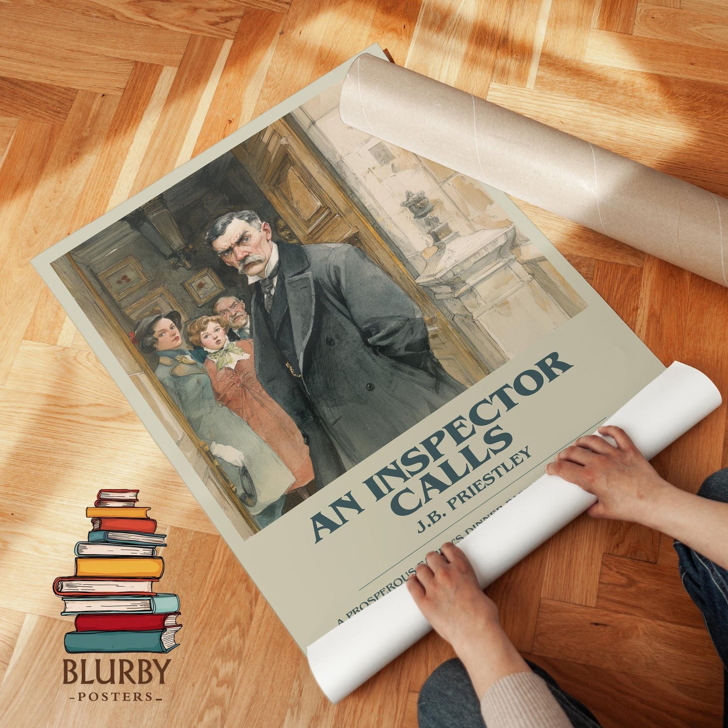 An Inspector Calls book poster packaging – museum-quality print rolled in protective tube