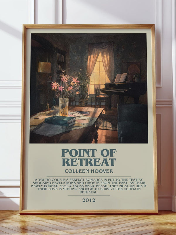 Point Of Retreat bookish print in frame leaning in hallway – fantasy wall art
