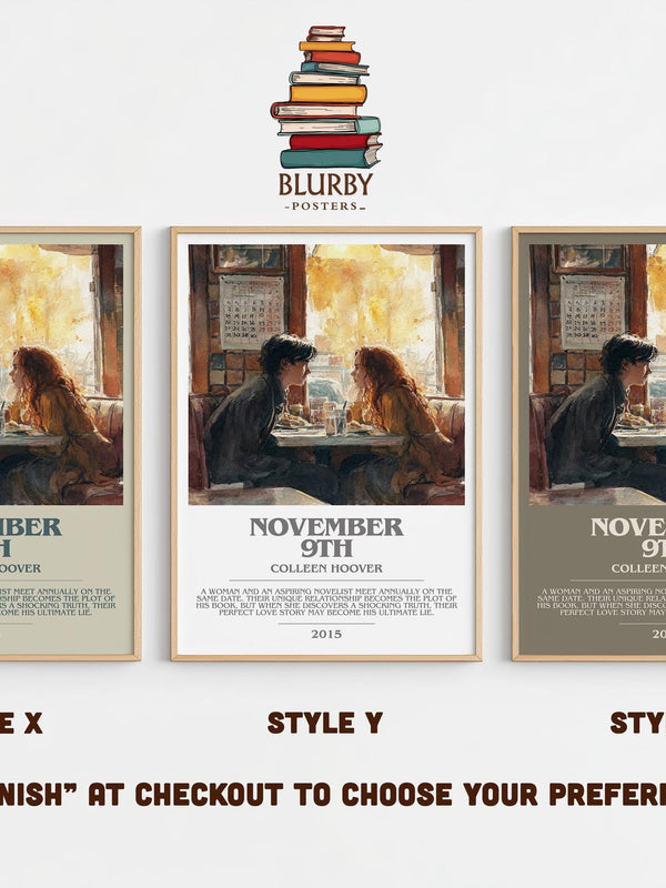 November 9 bookish poster colour and style options – Colleen Hoover book art